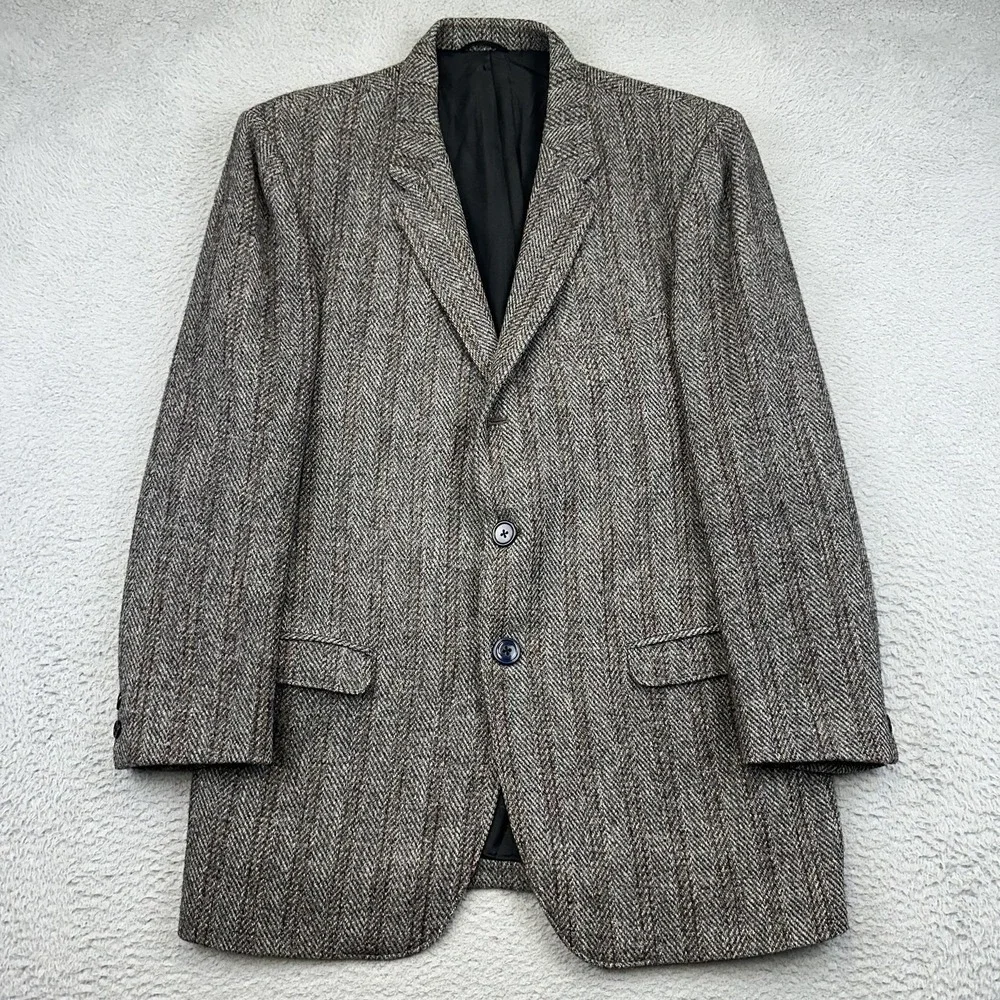 Vintage Clipper Craft Harris Tweed Sport Coat Mens 42L Herringbone‎ Scotland
